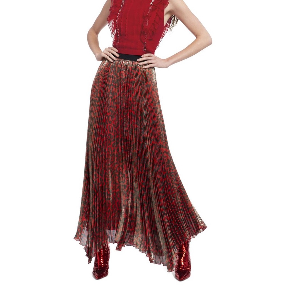 Red Katz Animalier Pleated Skirt